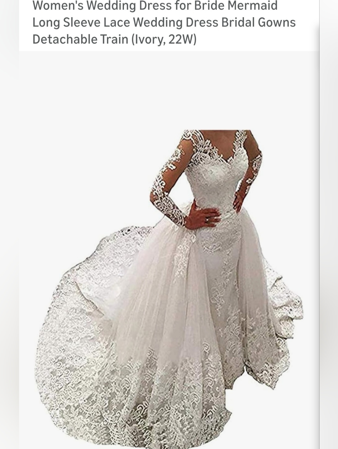 New Gorgeous Elegant Lace & Satin Wedding Gown Dress & Detachable Train Size 22w